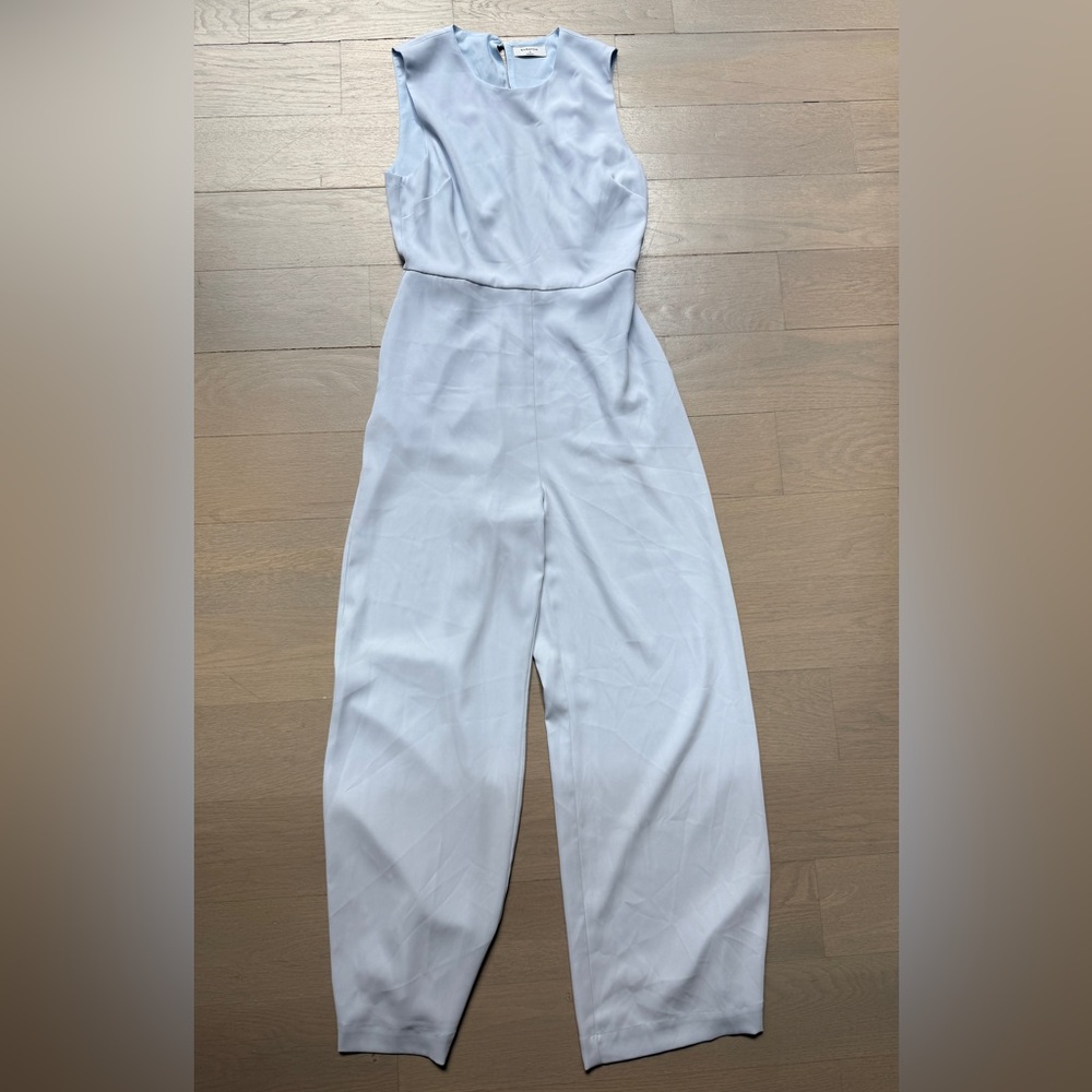 Babaton White Sleeveless Palazzo Jumpsuit